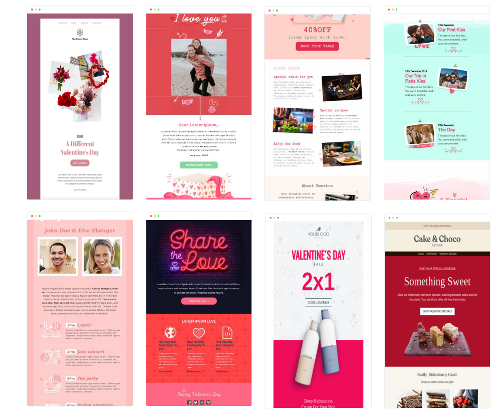modele newsletter valentine love email marketing
